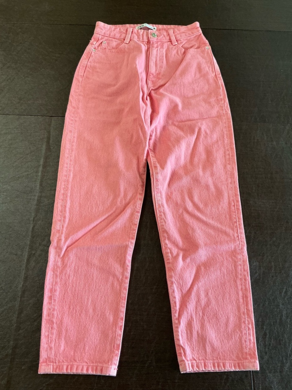 Zara Pink High-Rise Straight-Leg Jeans